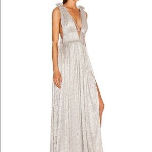 JONATHAN SIMKHAI Plisse Lame Maxi Dress size M